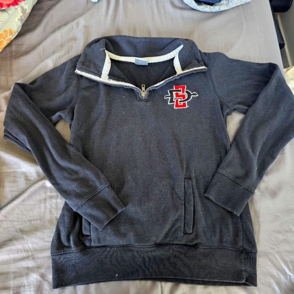 SDSU San Diego Dtate University Aztec Womens Pullover Quarter Zip Sweatshirt M